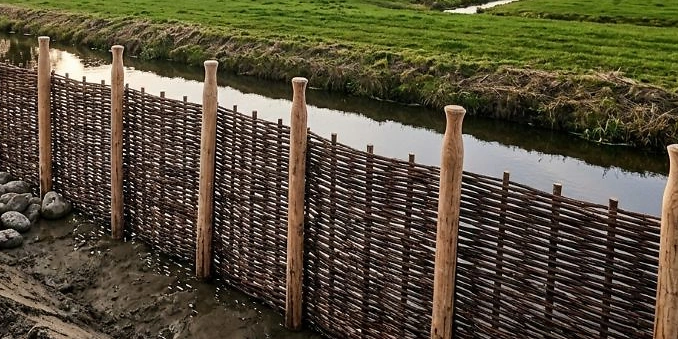 Restposten Wasserbau Flechtmatten Pf&auml;hle Raumbild1