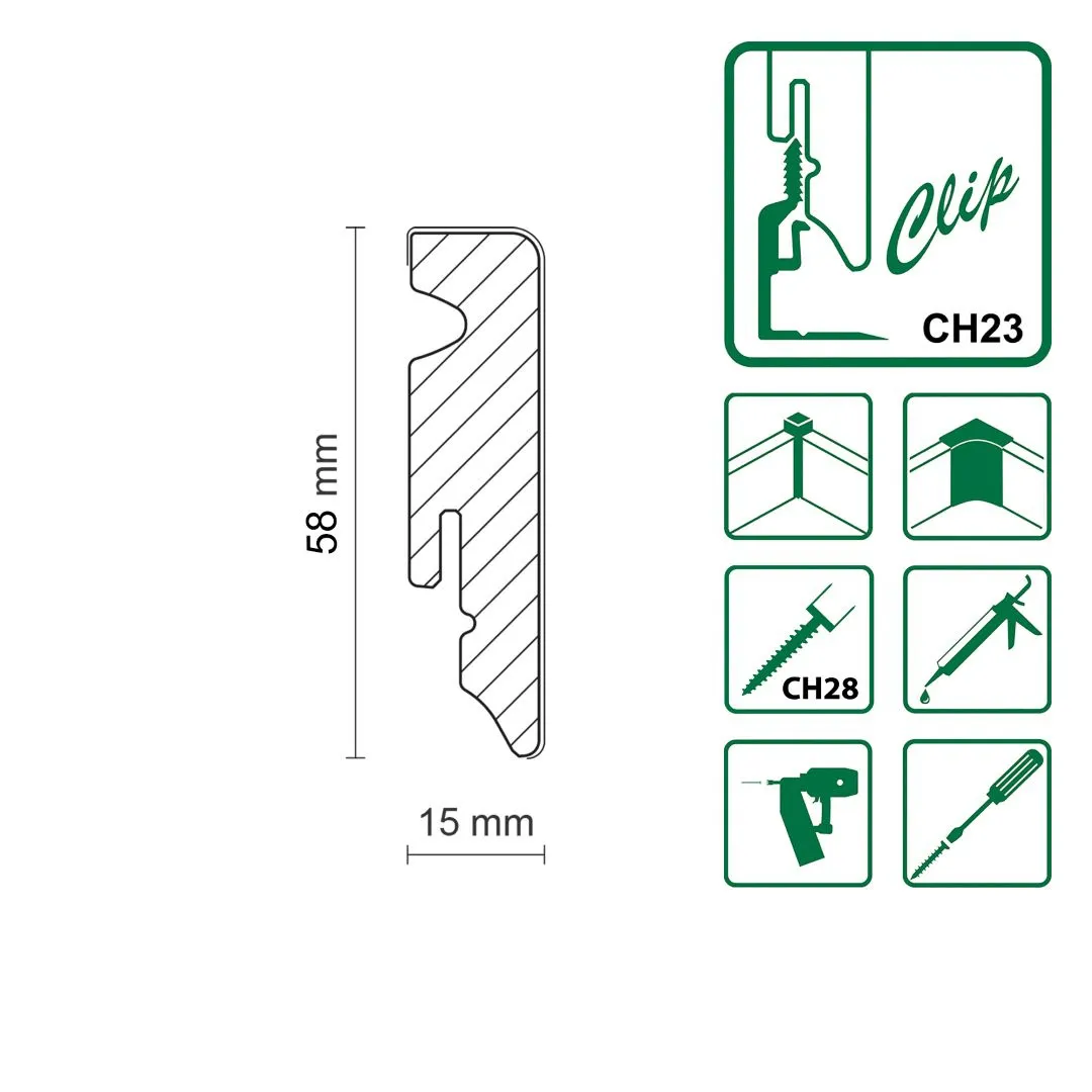 Sockelleiste G&J MDF FU 62L